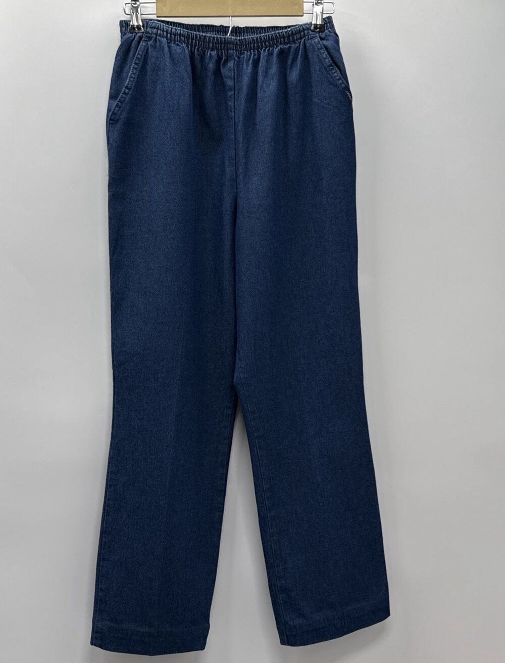 Chic Pull On Mom Jeans - Womens 12 Blue High Rise Stretch Medium Wash